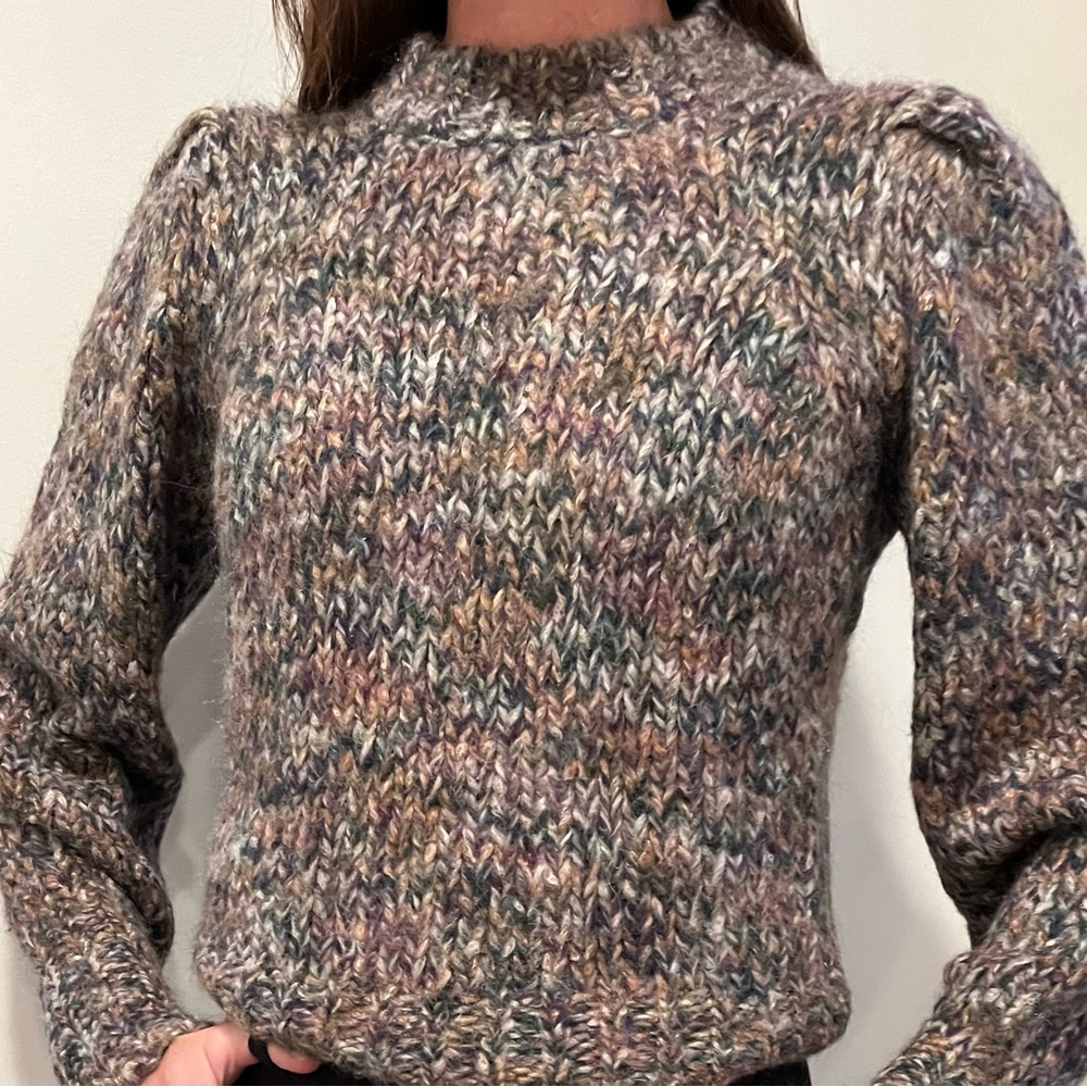 Veronica Beard multi color sweater with puff sleeve